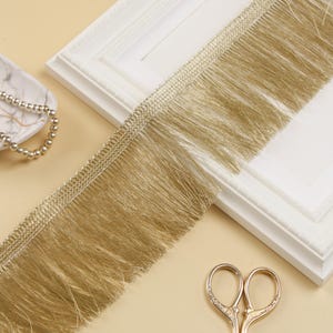 9 yards- Gold Fringe Trim, Tassel Trim, Eyelash Trim, Metallic Fringe Trim, Boho Tassel Trim, Upholstery Trim, Decorative Fringe
