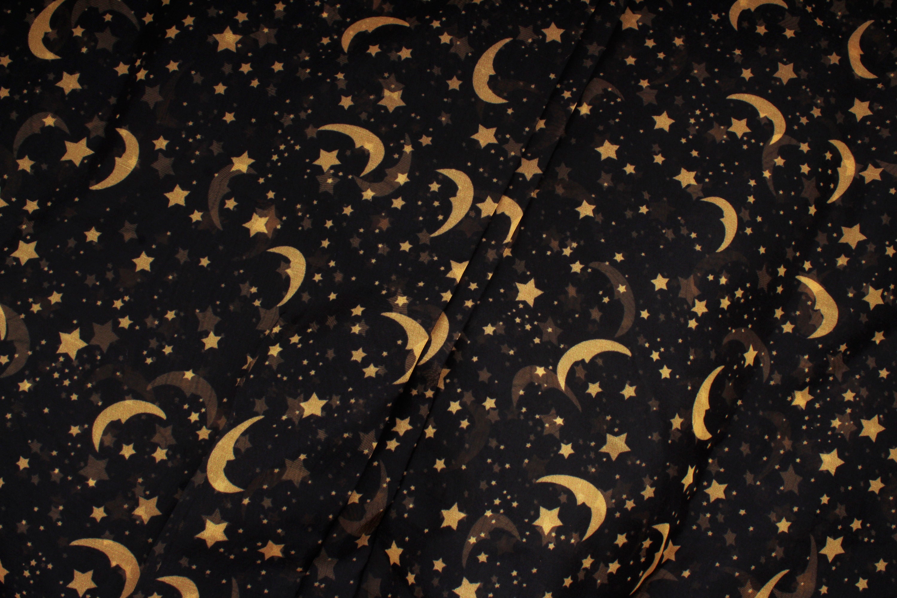 Black Celestial Fabric Star Print Fabric Sheer Organza | Etsy