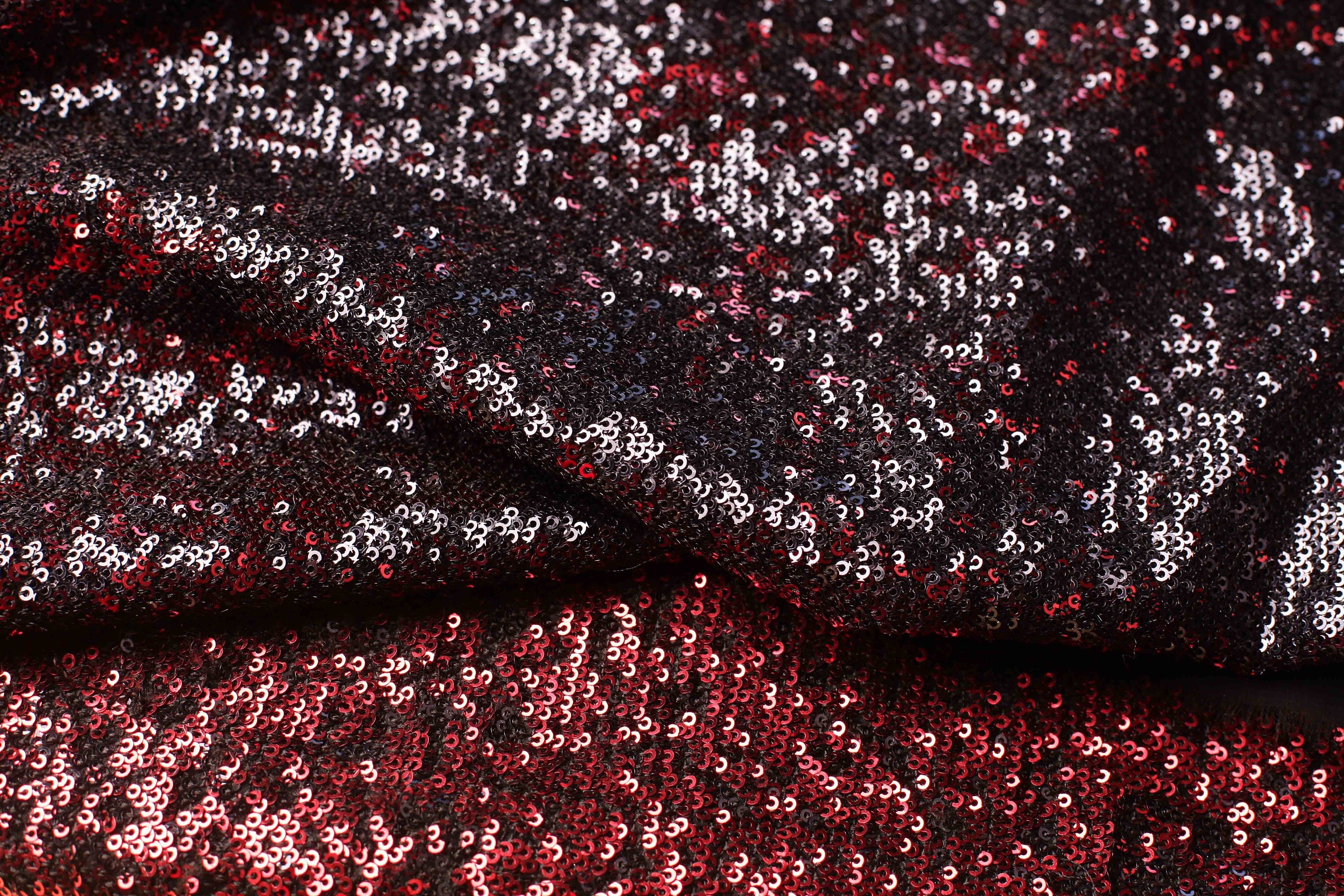 Reversible Sequin Fabric Black and Red Sequined Fabric Etsy