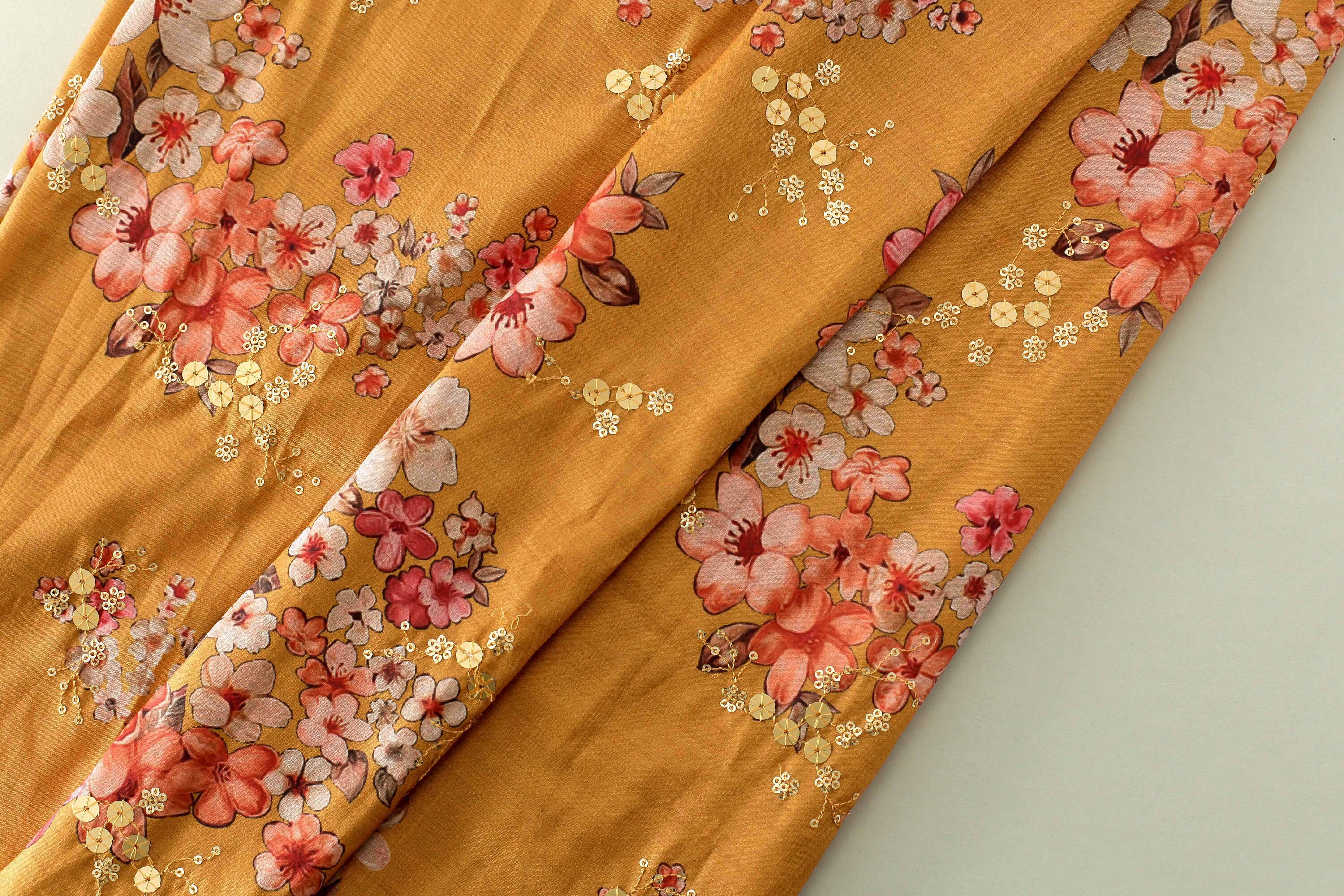 1 yard of Mustard Yellow Silk Fabric Blend Silk Fabric Etsy