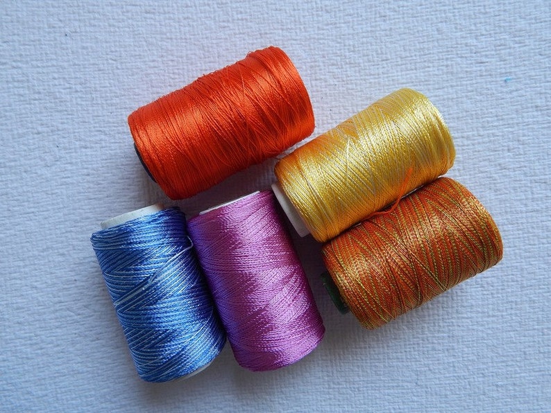 Silk Embroidery Thread Art Silk Thread Hand and Machine Embroidery Thread Set of 5 Silk Thread Spools Embroidery Thread