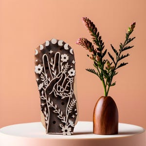 Timbro con simbolo della pace, timbro in ceramica, blocco di stampa in legno, timbro con fasi lunari, timbro a blocco indiano, timbro in ceramica, timbro tessile, stampa fai da te