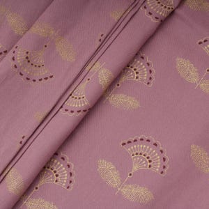 1 yard- Mauve Floral Fabric, Indian Cotton, Cotton Kaftan, Curtain Fabric, Upholstery Fabric, Summer Dress, Cotton Robe, Quilting Fabric
