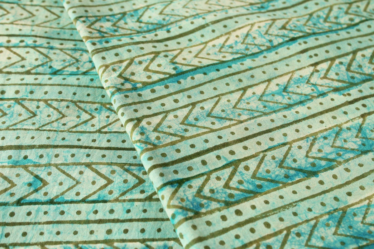 Mint Blue and Green Striped Fabric Indian Cotton Fabric - Etsy