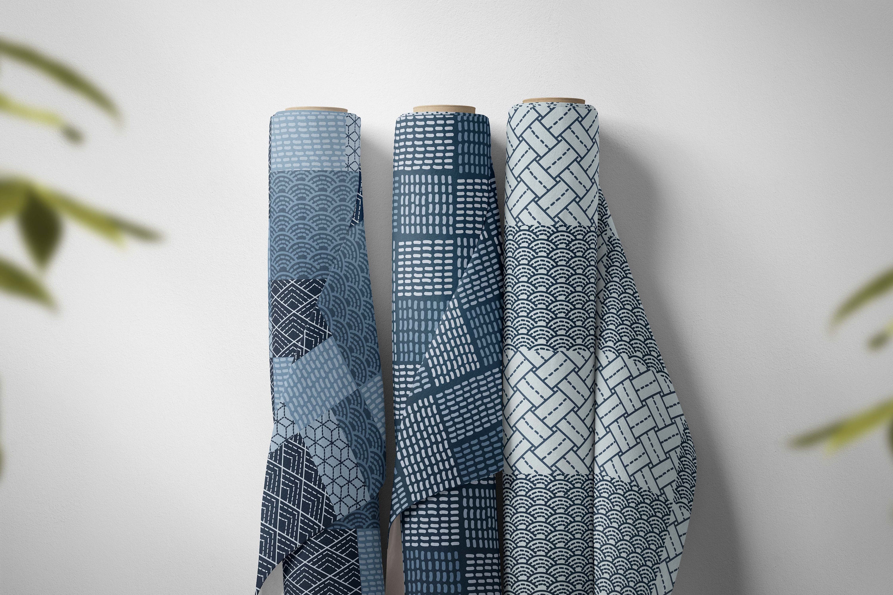 Sashiko Fabric, Wallpaper and Home Decor