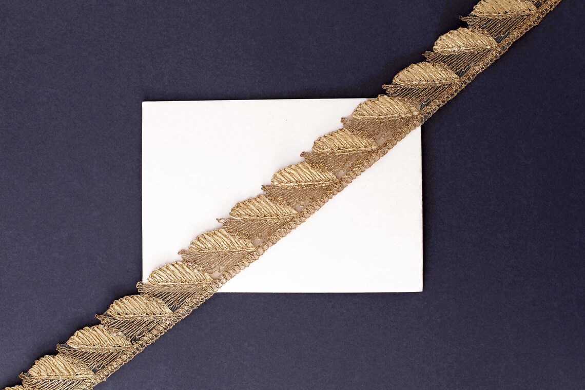 1 yard of Gold Leaf Trim Indian Decorative Trim Costume Trim Etsy