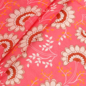 1 werf watermeloenroze stof, bloemenprintstof, pure chiffonstof, chiffonrok, bohokledingstof, onderjurk, chiffon sari