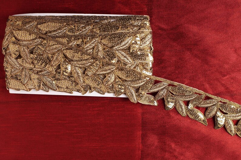 1 yard of Antique Gold Leaf Trim Zari Trim Indian Trim Etsy