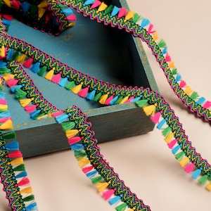 Multicolour Fringe for Curtains, Tassel Fringe, Upholstery Trim, Indian Sewing Trim, Costume Fringe, Trim for Pillows, Lampshade Fringe, DIY