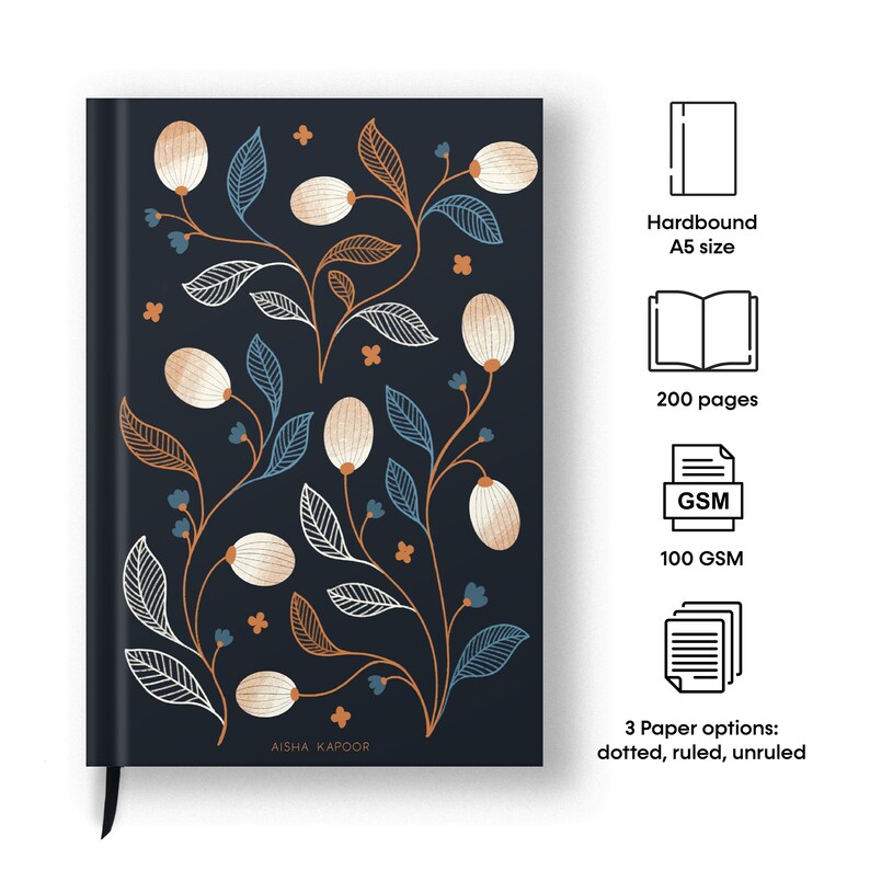 Berry Blooms Personalized A5 Journal, Custom Name Hardback Notebook - Etsy