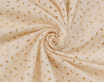 1 yard- Cream Eyelet Fabric, Indian Cotton, Embroidered Fabric, Eyelet Dress, Floral Fabric, Wedding Dress Fabric, Cottagecore Corset