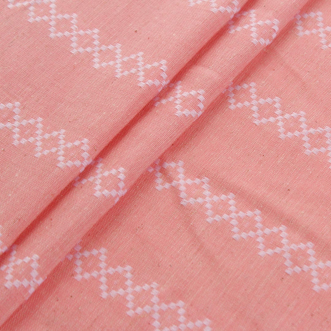 Pink Geometric Handloom Cotton Fabric Indian Woven Textiles Etsy