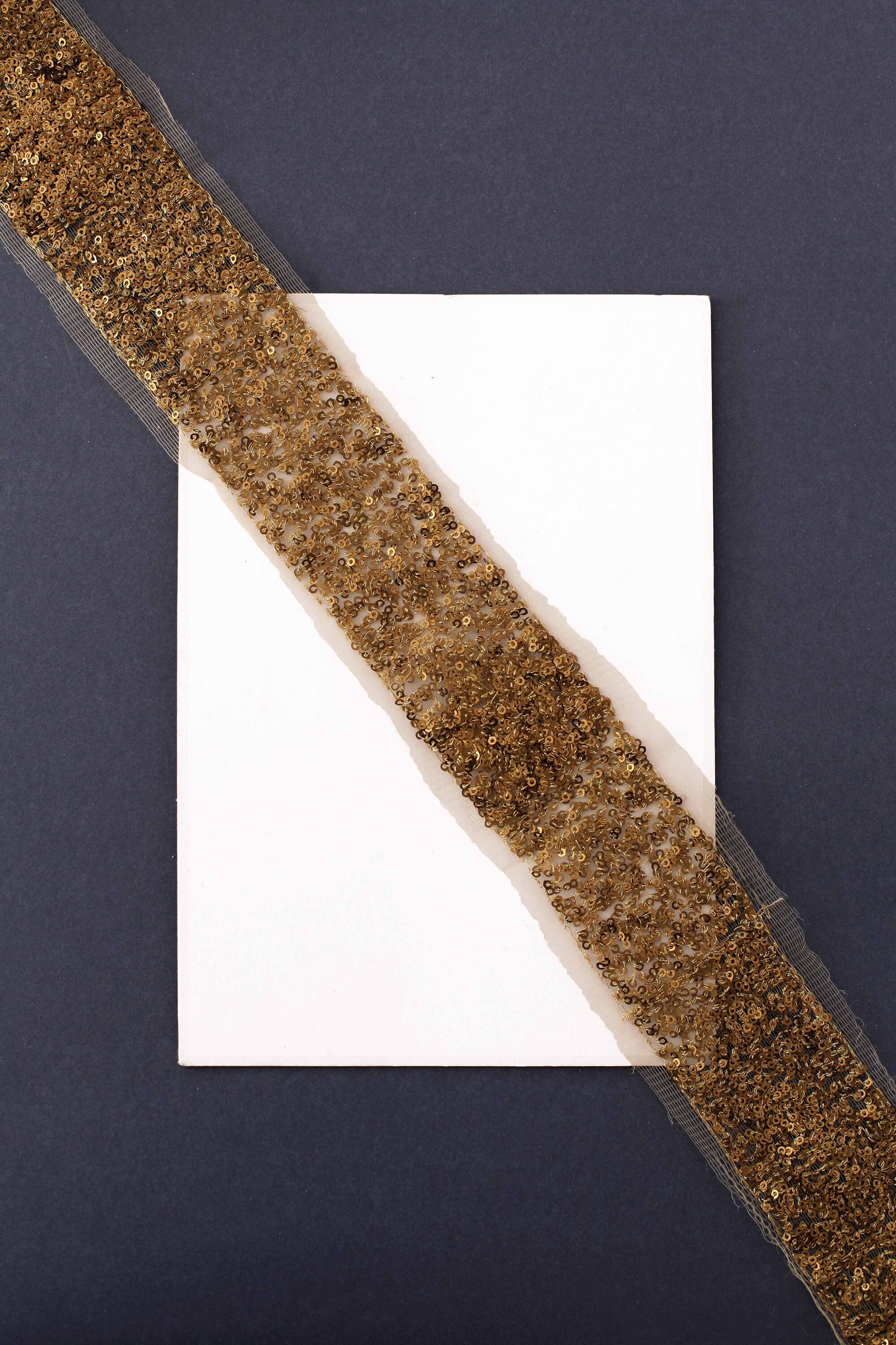 1 Yard Gold Sequin Trim Embroidered Net Trim Costume Trim Etsy