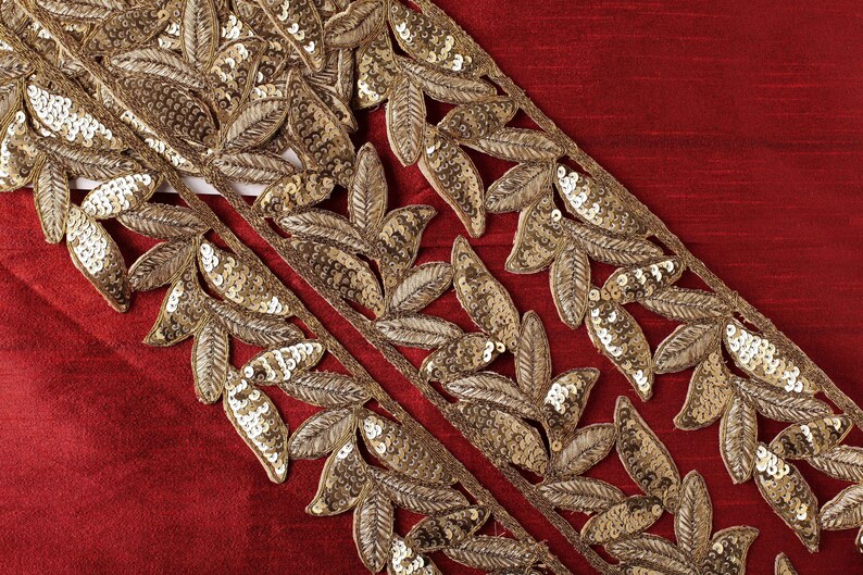 1 yard of Antique Gold Leaf Trim Zari Trim Indian Trim Etsy