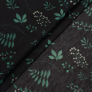 Black Leaf Print Muslin Silk Fabric – Tropical Indian Fabric
