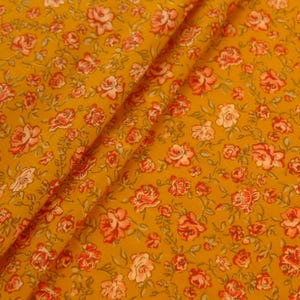 Mustard Floral Cotton Fabric – Indian Print, 1 Yard