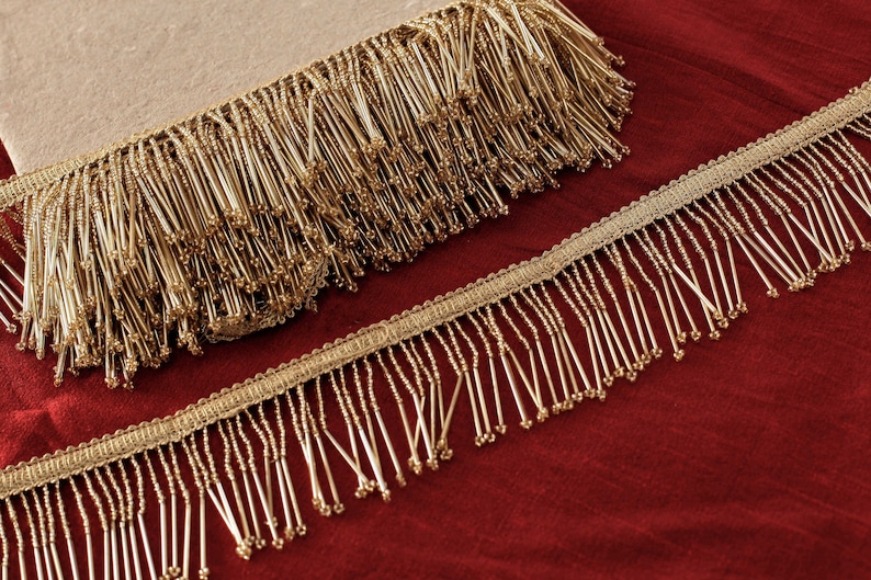 Gold Beaded Trim Indian Trim Gold Fringe Trim Trim With Etsy