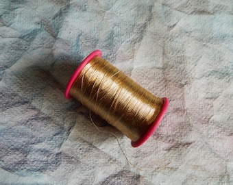 Gold Metallic Thread, Embroidery Thread, Hand and Machine Embroidery Thread, Metallic Embroidery Thread- 500 yards
