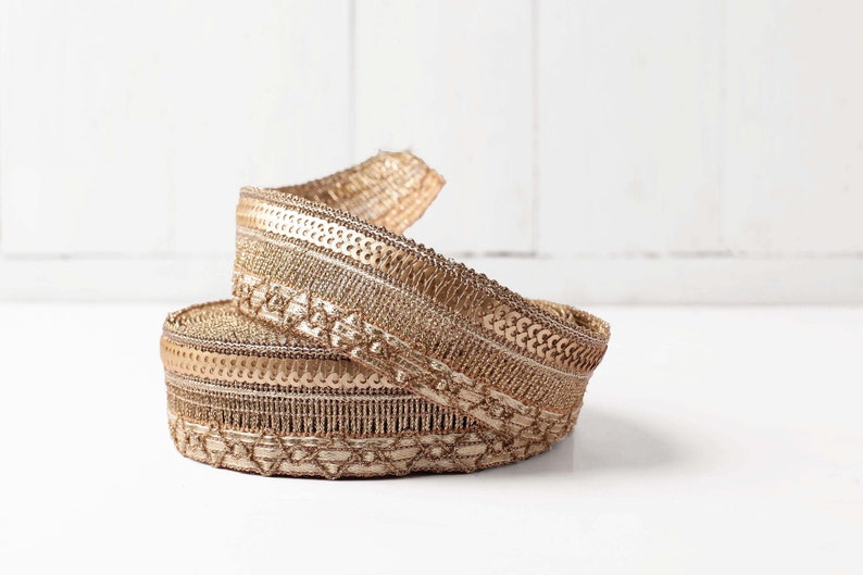 Gold Sequin Trim Indian Embroidered Trim Gota Trim Boho Etsy