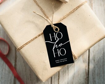 PRINTED Christmas Gift Hang Tags Ho Ho Ho Modern Personalized Happy Holidays Merry Modern Holiday Gift Tags