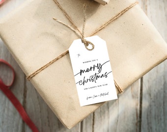 PRINTED Christmas Gift Hang Tags Personalized Happy Holidays Merry Modern Holiday Gift Tags Merry Christmas Happy New Year