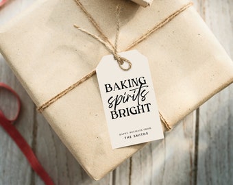 PRINTED Christmas Gift Hang Tags Baking Spirits Bright Personalized Happy Holidays Merry Modern Holiday Gift Tags