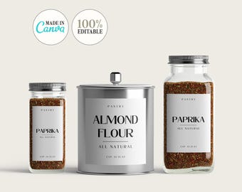 DIY Editable Minimalist Labels for Canva, Label Design, Editable Custom Labels, Kitchen, Pantry, Bathroom Labels