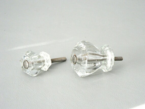 Vintage Clear Glass Knobs For Cabinet Drawers And Door Etsy