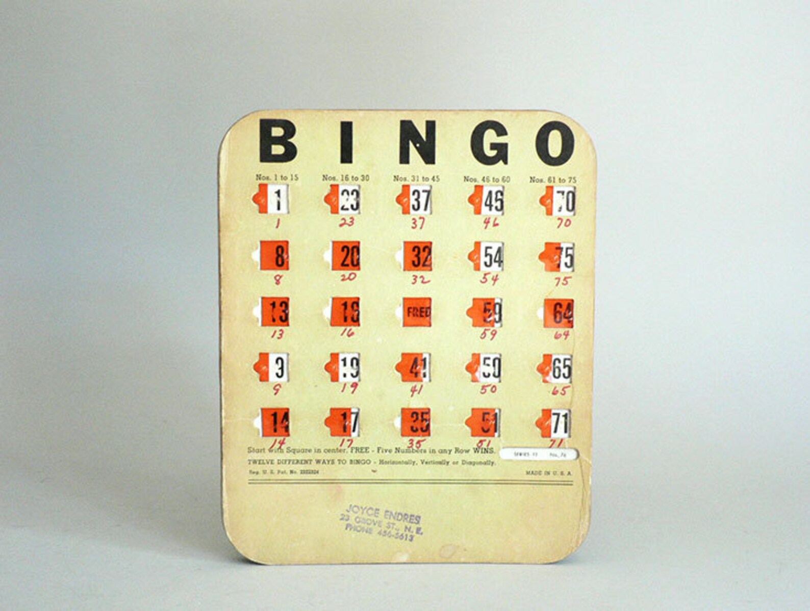 Old Bingo Card for Decorative Display Etsy