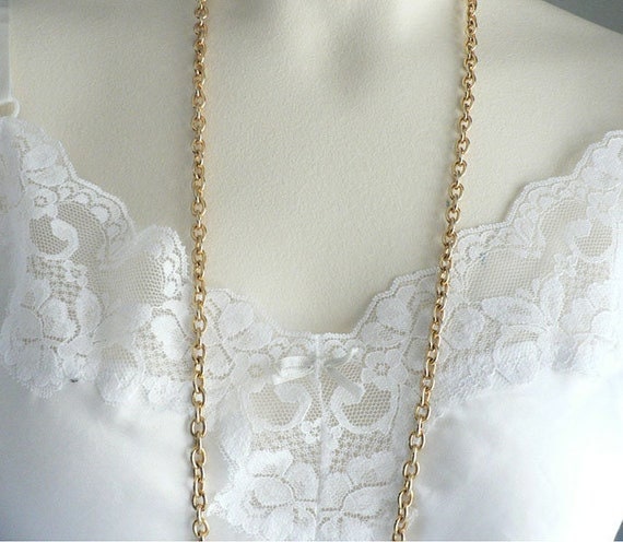 Vintage Long Chunky Gold Tone Chain Necklace - image 2