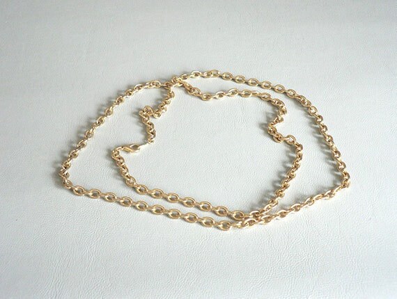 Vintage Long Chunky Gold Tone Chain Necklace - image 3