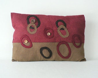 Modern Contemporary Red and Brown Decorative Throw Pillow