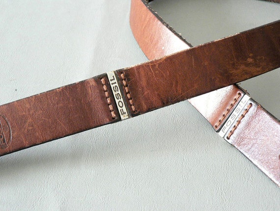 Women Brown Leather Fossil Belt SIZE 
