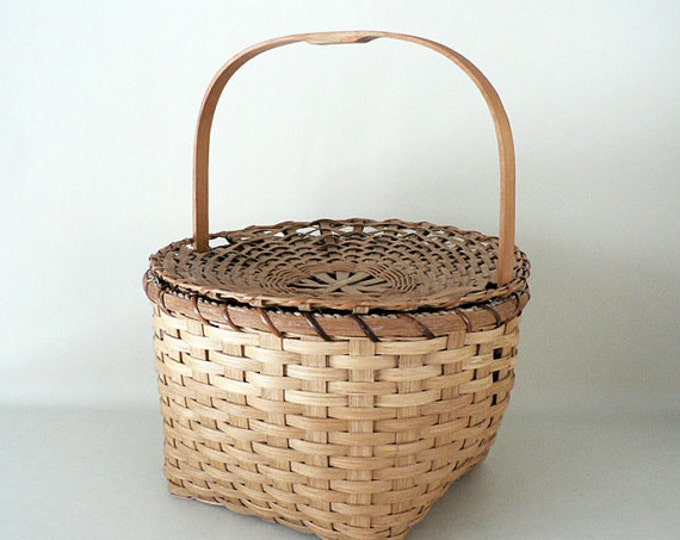 Large Birkin Style Basket With Attached Lid Etsy