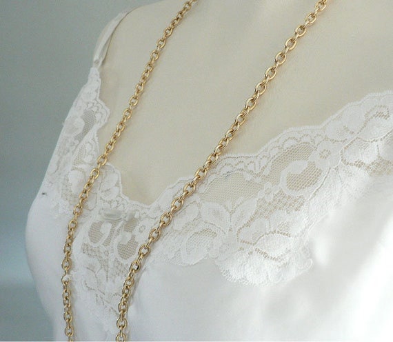 Vintage Long Chunky Gold Tone Chain Necklace - image 4