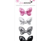 SALE - Pink Paislee Bella Rouge Butterflies, Sequin Butterfly Embellishments