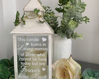 Esta vela arde en memoria amorosa de aquellos que no pueden estar aquí hoy pero que están para siempre en nuestros corazones Memorial Lantern, Wedding Lantern