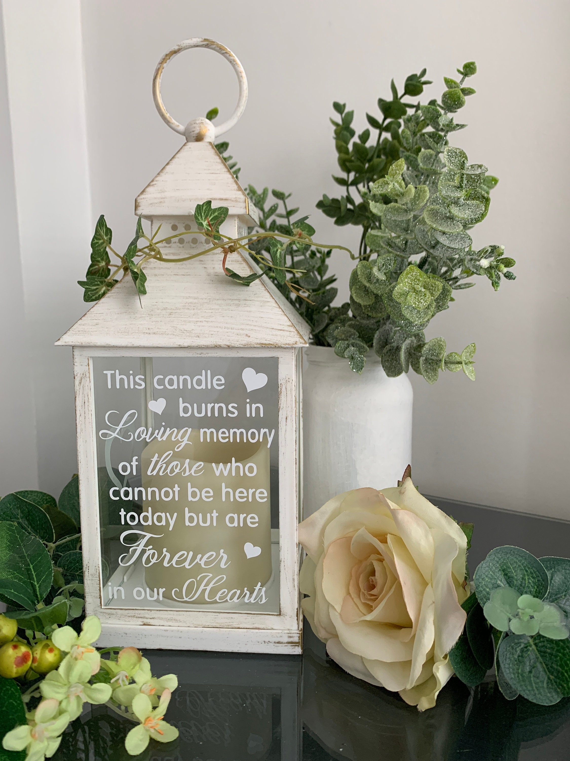 This candle burns in loving memory of those who cannot be here today but are forever in our hearts Memorial Lantern, LED Wedding Lantern