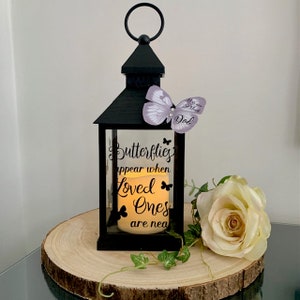 In loving memory gift Personalised Memorial Lantern Butterflies Appear When Loved Ones Are Near, Bereavement Gift, Grieving Keepsake