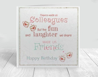 Tarjeta de feliz cumpleaños para un compañero de trabajo: La casualidad nos hizo amigos