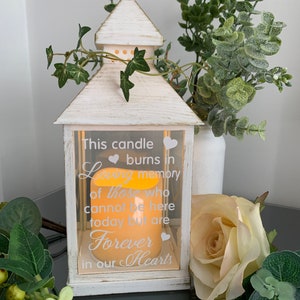 This candle burns in loving memory of those who cannot be here today but are forever in our hearts Memorial Lantern, Wedding Lantern image 8