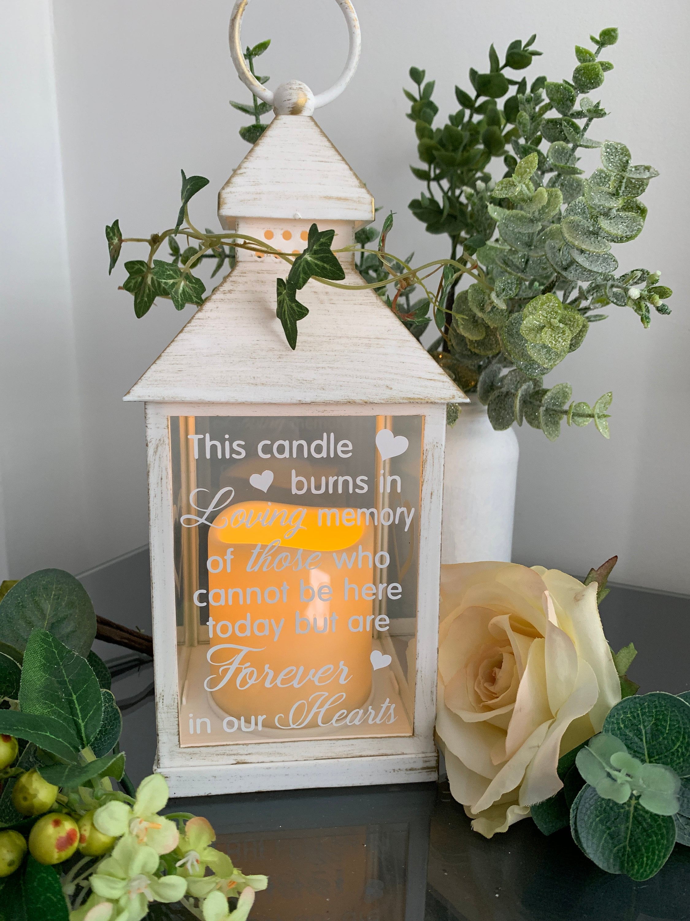 This candle burns in loving memory of those who cannot be here today but are forever in our hearts Memorial Lantern, LED Wedding Lantern