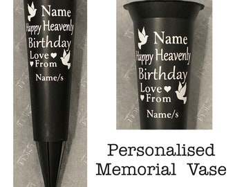 Personalised Memorial Vase | Grave/Crem Vase/Flower Pot | Remembrance Vase | Spike Vase | Flower Vase | Birthday