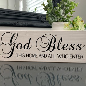 God Bless This Home Wooden Sign Rustic Entryway Shelf Sitter Freestanding Wood Decor Handmade
