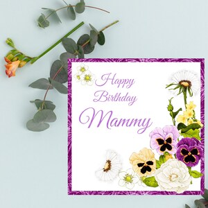 Handgemachte Blumen Karte zum Geburtstag für Mama mit Umschlag