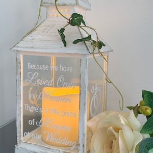 Because we have Loved Ones in Heaven, Wedding Lantern, Wedding Venue Decoration, Memorial Lantern, White & Gold Wedding Memorial Lantern image 3