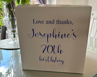 Personalized White Birthday Card Box: Special Occasion Greetings Storage