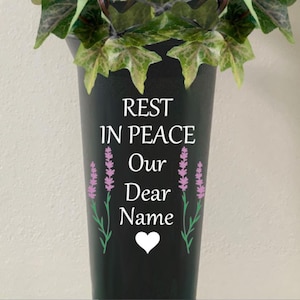 Vaso de cemitério, sepultura, memorial à beira do túmulo, flor de plástico, preto, pico personalizado