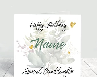 Handmade Birthday Card - Granddaughter Greetings Card, Abstract Floral, Personalised