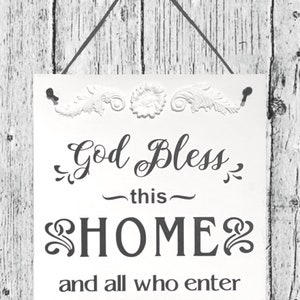 Wood Sign God Bless This Home Wall Hanger Home Decor Handmade